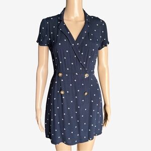 Abercrombie & Fitch Navy Wrap Dress | 100% Viscose | Adjustable Waist | XS–S